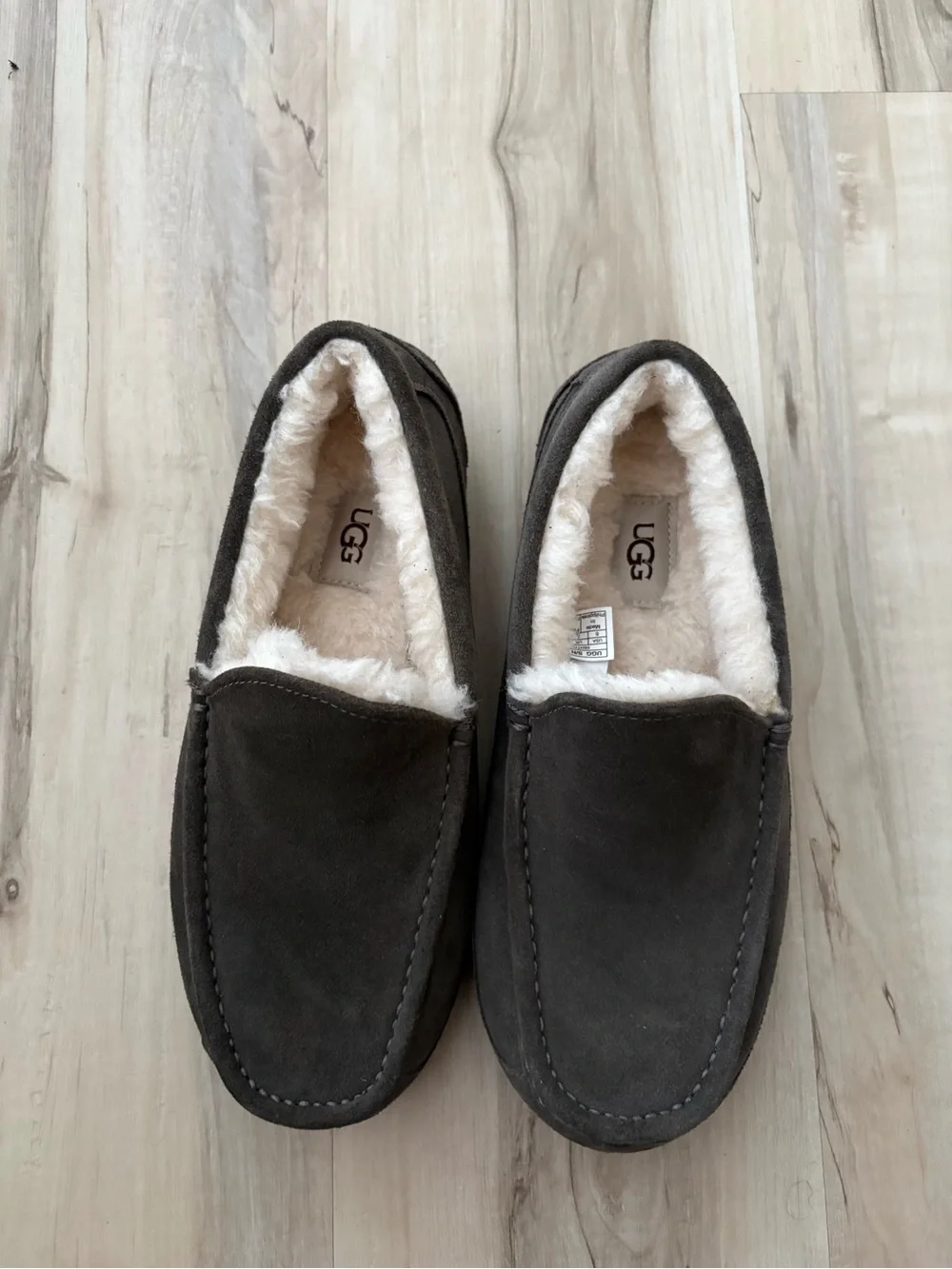 UGG Men's Brown Suede Shearling-Lined Slip-On Loafers